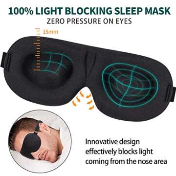 NEWVANGA Sleep Mask for Back and Side Sleeper, Block Out Light, Sleeping Eye Mask of 3D Night Blindf...