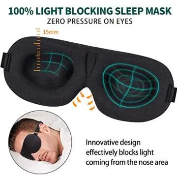 NEWVANGA Sleep Mask for Back and Side Sleeper, Block Out Light, Sleeping Eye Mask of 3D Night Blindf...