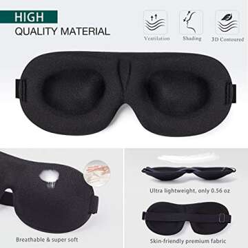 NEWVANGA Sleep Mask for Back and Side Sleeper, Block Out Light, Sleeping Eye Mask of 3D Night Blindfold, Zero Eye Pressure Ultralight Travel Eye Cover Grey