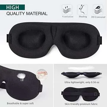 NEWVANGA Sleep Mask for Back and Side Sleeper, Block Out Light, Sleeping Eye Mask of 3D Night Blindfold, Zero Eye Pressure Ultralight Travel Eye Cover Grey