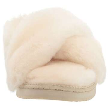 Fireside by Dearfoams Women's Newcastle Crossband All Over Shearling Easy on/Off Slide Slipper