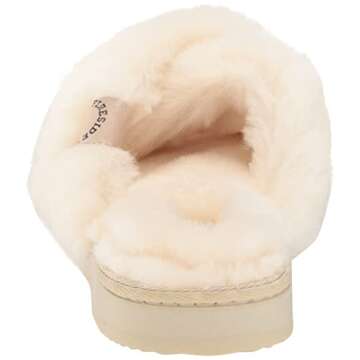 Fireside by Dearfoams Women's Newcastle Crossband All Over Shearling Easy on/Off Slide Slipper
