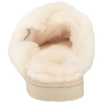 Fireside by Dearfoams Women's Newcastle Crossband All Over Shearling Easy on/Off Slide Slipper