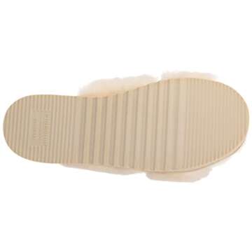 Fireside by Dearfoams Women's Newcastle Crossband All Over Shearling Easy on/Off Slide Slipper