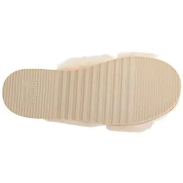 Fireside by Dearfoams Women's Newcastle Crossband All Over Shearling Easy on/Off Slide Slipper