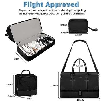 ETRONIK Weekender Bag for Women, Large Canvas Travel Bag with Bottom Shoe Compartment & Wet Pocket, ...