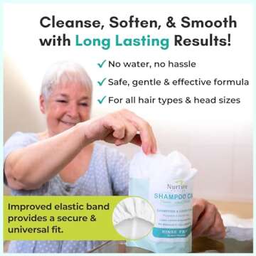 No Water Rinse Free Shampoo Cap by Nurture | Microwavable Hair Washing & Conditioning Shower Caps | ...