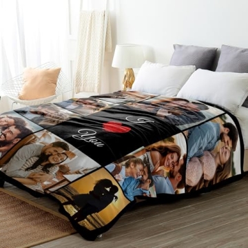 SHIPS NEXT DAY Custom Blanket with Picture Text Personalized Throws Blanket with Photos Customize Bl...