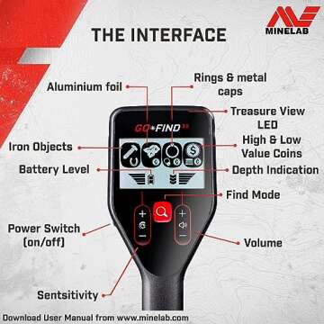Minelab GO-FIND 22 Ultra-Light Collapsible Metal Detector for Adults & Kids with 8" Waterproof Coil