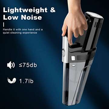 DRECELL Car Vacuum with 7000PA Suction and LED Light