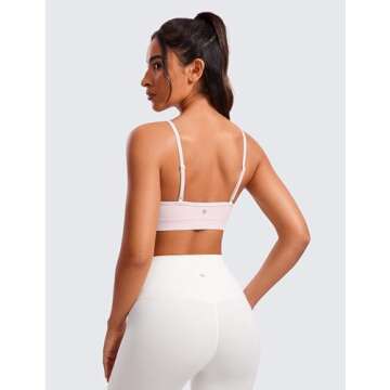 CRZ YOGA Butterluxe V-Neck Sports Bras for Women - Adjustable Thin Straps Padded Yoga Top Basic Wire...