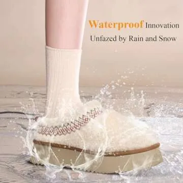 NATRAKI Women's Platform Slippers Mini Boots Braid with Plush Fleece Lining Fuzzy Slippers for Women Slip on Clogs