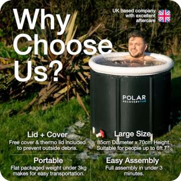 Polar Ice Bath Recovery Tub – 370L Portable Ice Bath for Athletes, Outdoor Spa