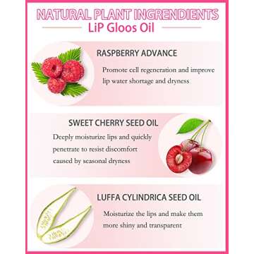 Hydrating Plumping Lip Glow Oil,Shine Tinted Lip Gloss,Glow Reviver Lip Oil,Long Lasting Moisturizin...