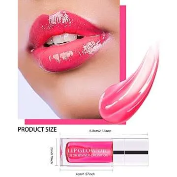 Hydrating Plumping Lip Glow Oil,Shine Tinted Lip Gloss,Glow Reviver Lip Oil,Long Lasting Moisturizing Clear Lip Plumper Oil Tint for Lip Care Dry Lips,Women's Day Makeup Gift ( (#007 Raspberry Red)