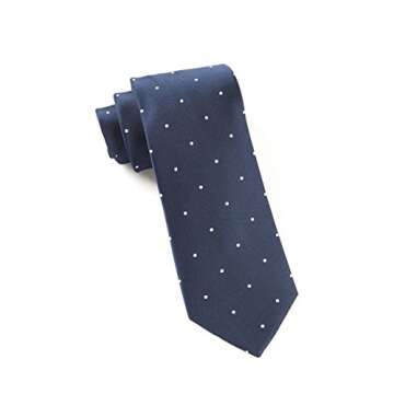 The Tie Bar 100% Silk Woven Navy and White Satin Dot Tie