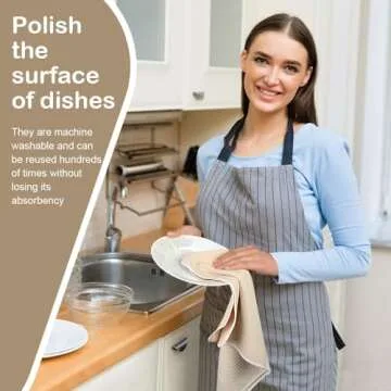SINLAND Microfiber Dish Towels for Drying Dishes Premium Sublimation Blank Towels Fast Drying Tea Towel Polyester Kitchen Towels 16 Inch X 24 Inch 10 Pack Cream