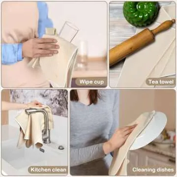 SINLAND Microfiber Dish Towels for Drying Dishes Premium Sublimation Blank Towels Fast Drying Tea Towel Polyester Kitchen Towels 16 Inch X 24 Inch 10 Pack Cream