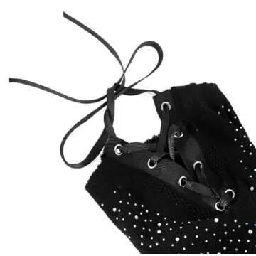 Black Crystal Elastic Mesh Rhinestone Masquerade Masks Full Face Veils See Through Fishnet Headwear Hairbands Turban Head Covers Wraps