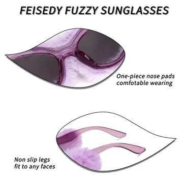 FEISEDY Women Plush Fuzzy Cat Eye Sunglasses Punk Soft Velvet Shades Ladies Handmade Party Masquerade Eyewear B2877