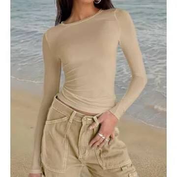 Stylish Abardsion Women's Slim Fit Crop Tops in Khaki