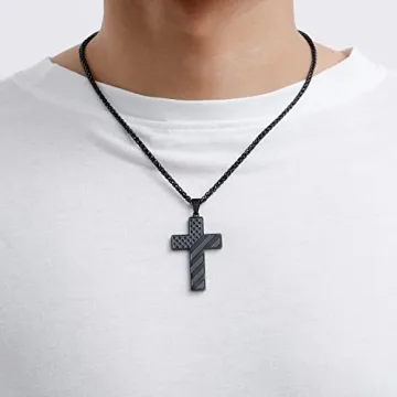 Black Cross Necklace for Boys by DuoDiner