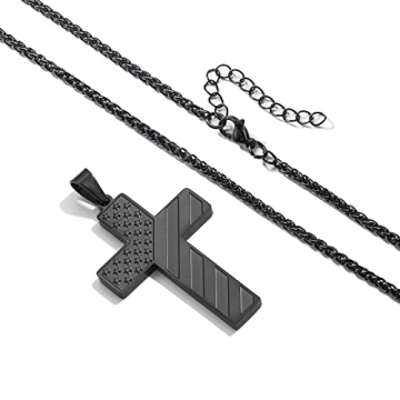 Black Cross Necklace for Boys by DuoDiner