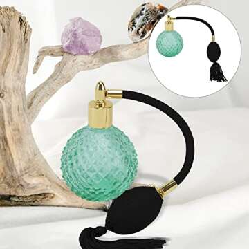 HEALLILY Crystal Vintage Perfume Bottle 100ml Refillable Perfume Spray Bottle with Long Tassel Air B...