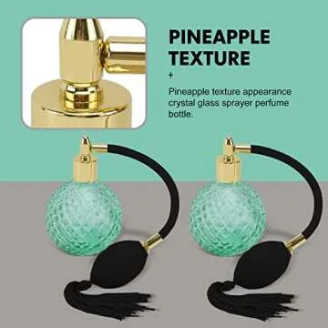 HEALLILY Crystal Vintage Perfume Bottle 100ml Refillable Perfume Spray Bottle with Long Tassel Air Bag Clear Empty Glass Container for Women Girls Green