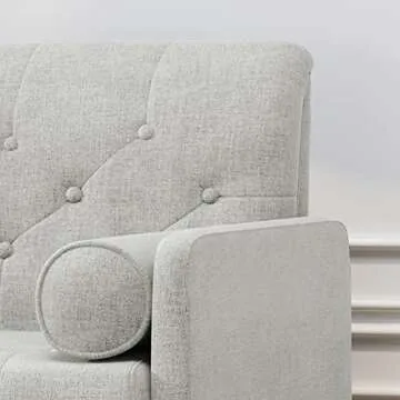 Christopher Knight Home Nour Fabric Mid-Century Modern Club Chair, Light Gray, Natural, 38.25D x 30.5W x 33H in