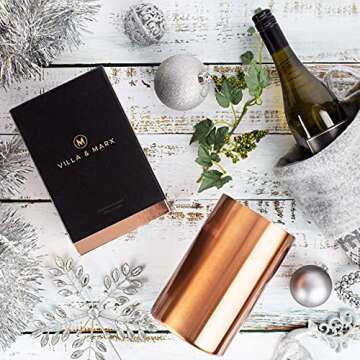 Villa & Marx Wine Chiller - Elegant Champagne Bucket with Premium Box - Insulated Wine Bottle Cooler Without Ice - Double Walled Wine Chiller Bucket, Fits and Cools All Bottles (Copper)
