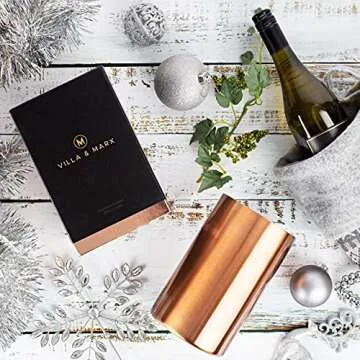 Villa & Marx Wine Chiller - Elegant Champagne Bucket with Premium Box - Insulated Wine Bottle Cooler Without Ice - Double Walled Wine Chiller Bucket, Fits and Cools All Bottles (Copper)