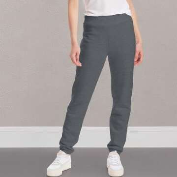 Hanes Women's EcoSmart Cinched Cuff Sweatpants, Slate Heather, Small