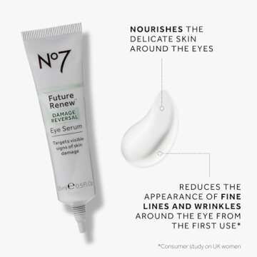 No7 Future Renew Damage Reversal Eye Serum - Nourishing Under Eye Serum for Sun Damaged Skin Repair, Fine Lines & Wrinkles, and Uneven Texture - Suitable for Sensitive Skin (0.5 Fl Oz)