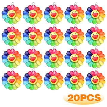 Aylifu 20pcs Colorful Smiley Sunflower Charms for Creative Jewelry Making
