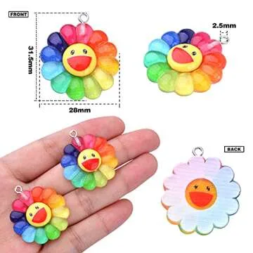 Colorful Smiley Sunflower Charms for Jewelry Crafts