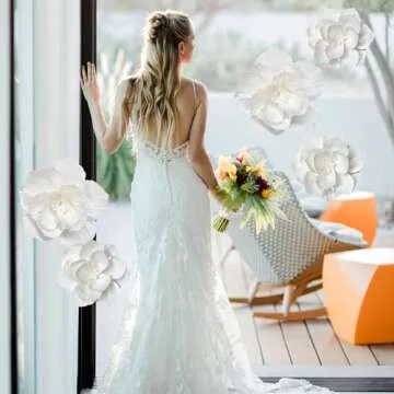 ANSOMO White 3D Paper Flowers for Events and Decor