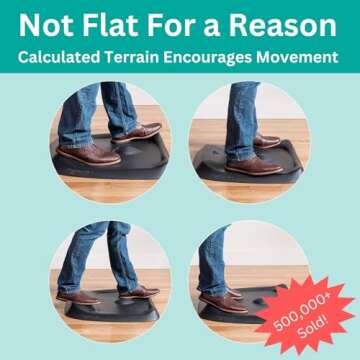 Topo Comfort Mat by Ergodriven | The Original Not-Flat Anti-Fatigue Standing Desk Mat with Calculated Terrain | Accessories | Obsidian Black