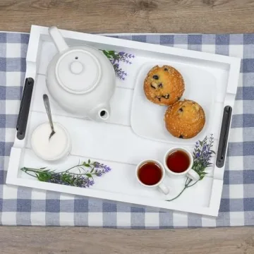 AuldHome Rustic Wood Serving Tray Perfect for Farmhouse Decor