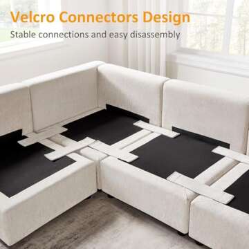 VANOMi Modular Sectional Sofa, Convertible Sofa Couch Modular Sofa with Ottoman, Sectional Sofas for Living Room Small Apartments (Beige, U Shape)