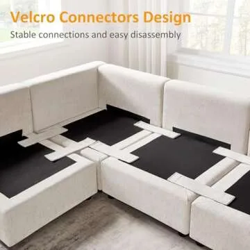 VANOMi Modular Sectional Sofa, Convertible Sofa Couch Modular Sofa with Ottoman, Sectional Sofas for Living Room Small Apartments (Beige, U Shape)