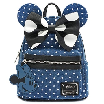 Loungefly x Minnie Mouse Denim Polka Dot Mini Backpack - Stylish & Versatile
