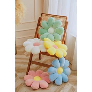 Solaka Stretch Plush Flower-Shaped Throw Pillow Cushions for Sofa Office Sedentary Leisure and Comfortable Cushion White 40CM, 15.75inch