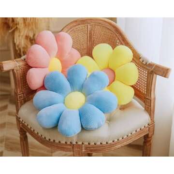 Solaka Stretch Plush Flower-Shaped Throw Pillow Cushions for Sofa Office Sedentary Leisure and Comfortable Cushion White 40CM, 15.75inch