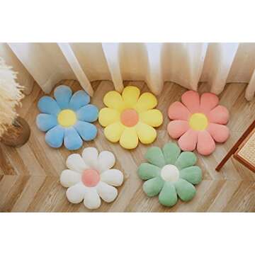 Solaka Stretch Plush Flower-Shaped Throw Pillow Cushions for Sofa Office Sedentary Leisure and Comfortable Cushion White 40CM, 15.75inch