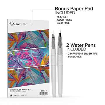GenCrafts Watercolor Palette 24 Colors with Brush Pens