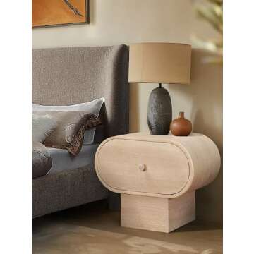 Meridian Furniture 752Natural-NS Harlow Collection Art Deco Night Stand with Rich Natural Finished O...