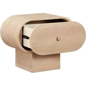 Meridian Furniture 752Natural-NS Harlow Collection Art Deco Night Stand with Rich Natural Finished Oak Veneer, 30" W x 17" D x 24" H, Natural