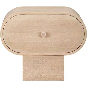 Meridian Furniture 752Natural-NS Harlow Collection Art Deco Night Stand with Rich Natural Finished Oak Veneer, 30" W x 17" D x 24" H, Natural