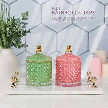 ALAMHI Candy Dish with Lid Glass Decorative Box with Lid, Vintage Jewelry Box Trinket Boxes, Small C...